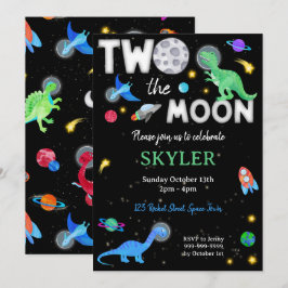Convites Dois Para a Lua Dinossauro Astronauta 2º Aniversár