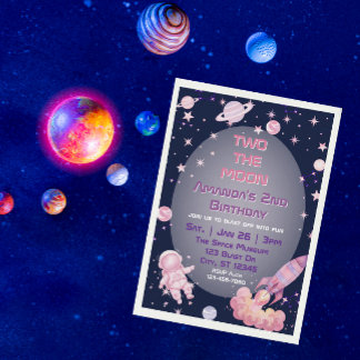 Convites Dois Para a Lua, Espaço Rosa Roxo 2º Aniversário