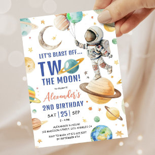 Convites Dois para a Lua! Menino Astronauta Espaço 2º Anive