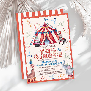Convites Dois para a Tenda do Circo de Carnaval Animais 2º