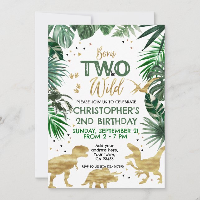 Convites Dois para ser Festa de aniversário do Tema Dinossa (Frente)