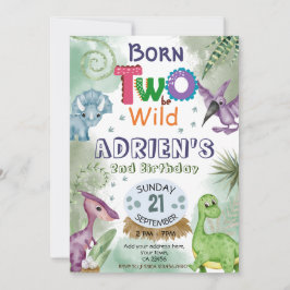 Convites Dois para ser Festa de aniversário Tema do Dinossa