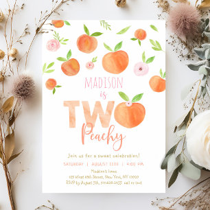 Convites Dois Peachy Peach Segundo Aniversário