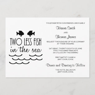 Convites Dois peixes a menos no casamento no mar