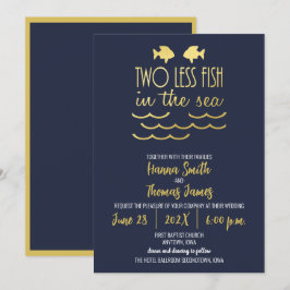 Convites Dois peixes a menos no Marinho do mar Casamento El