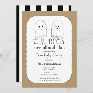 Convites Dois pequenos BOOS gêmeos fantasmas Chá de fraldas