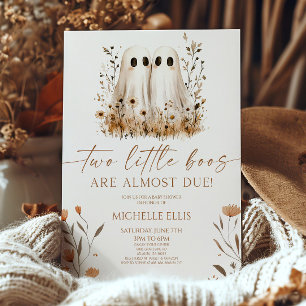 Convites Dois Pequenos Chás de fraldas Ghost Globe Gêmeos