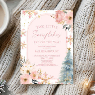 Convites Dois pequenos flocos de neve Chá de fraldas dos Gê