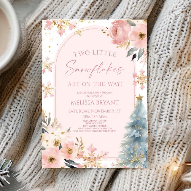 Convites Dois pequenos flocos de neve Chá de fraldas dos Gê (Criador carregado)