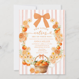 Convites Dois Pequenos Fofinhos Laranja Floral Coquette GÊM