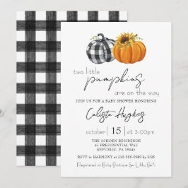 Convites Dois Pequenos Pumpkins Girando Girassol Chá de fra