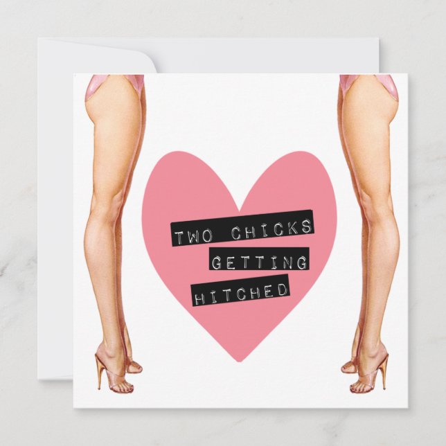 Convites Dois Pintinhos de Casamento Lésbico (Frente)