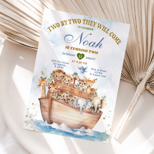 Convites Dois por dois segundo aniversário Safari Animal Ar