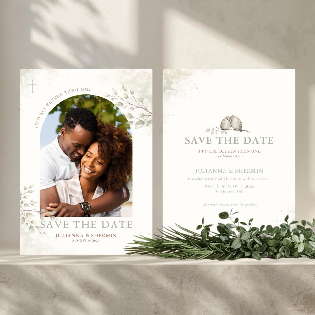 Convites Dois são melhores que um - Save the Date Cristão (Religious Save The Date Photo Card)