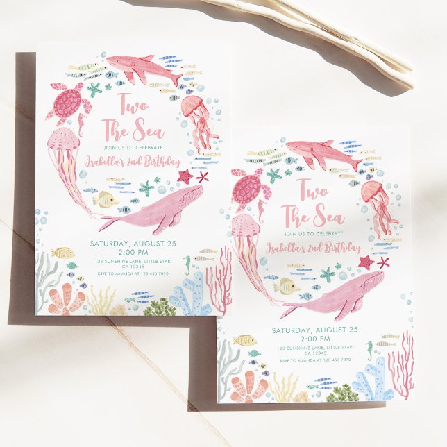 Convites Dois segundo aniversário Das Garotas Do Mar (Criador carregado)