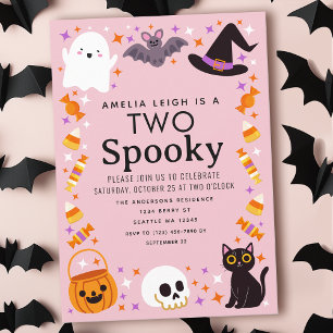 Convites Dois segundo aniversário das Meninas de Halloween 