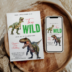 Convites Dois segundo aniversário de Dinossauro do Partido 