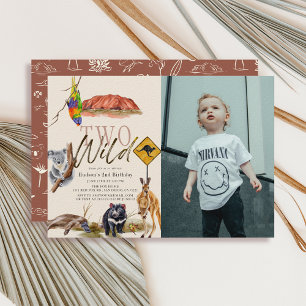 Convites Dois segundo aniversário de Foto de Animais Selvag