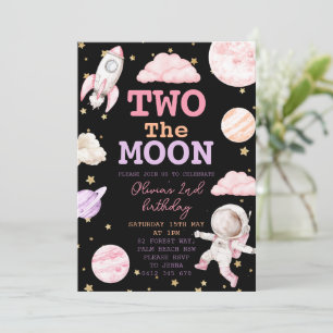 Convites Dois segundo aniversário do Espaço da Moon Girl