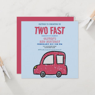 Convites Dois segundo aniversário do tema do carro rápido