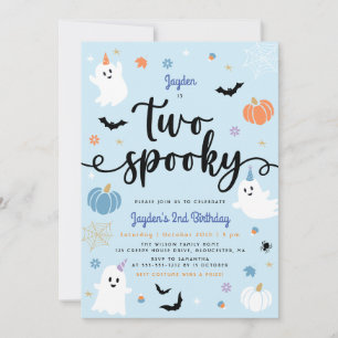 Convites Dois segundo aniversário Fantasma Azul de Hallowee