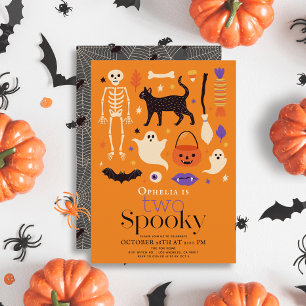 Convites Dois segundo aniversário Laranja de Halloween Spoo
