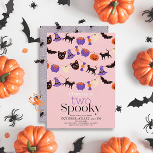 Convites Dois segundo aniversário Rosa de Halloween Spooky