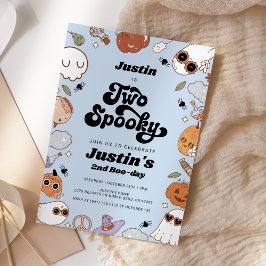 Convites Dois segundo aniversário Spooky Groovy Halloween