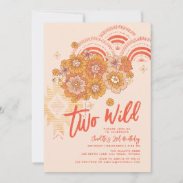 Convites Dois segundo aniversário Wild Boho Floral Groovy P