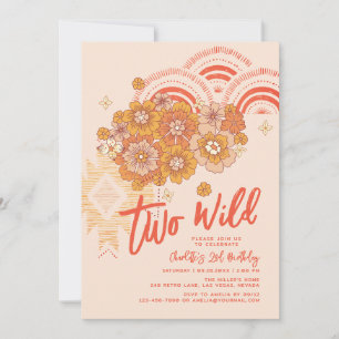 Convites Dois segundo aniversário Wild Boho Floral Groovy P
