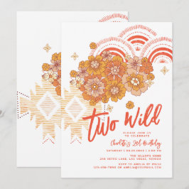 Convites Dois segundo aniversário Wild Boho Floral Groovy P