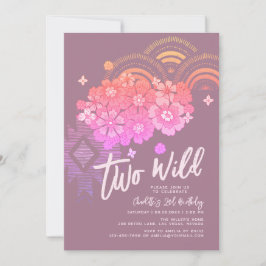 Convites Dois segundo aniversário Wild Boho Floral Groovy P