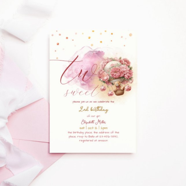 Convites Dois segundos aniversários Bons de Balões Encantad (Criador carregado)