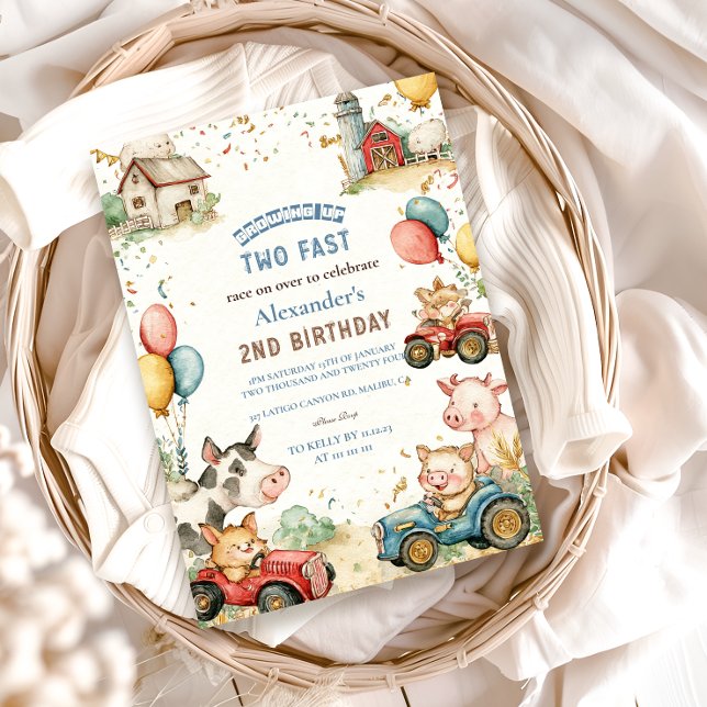 Convites Dois segundos aniversários De Animais De Exploraçã (Criador carregado)