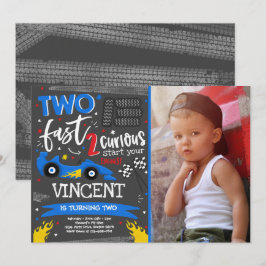 Convites Dois segundos aniversários de Carro Vermelho de Co