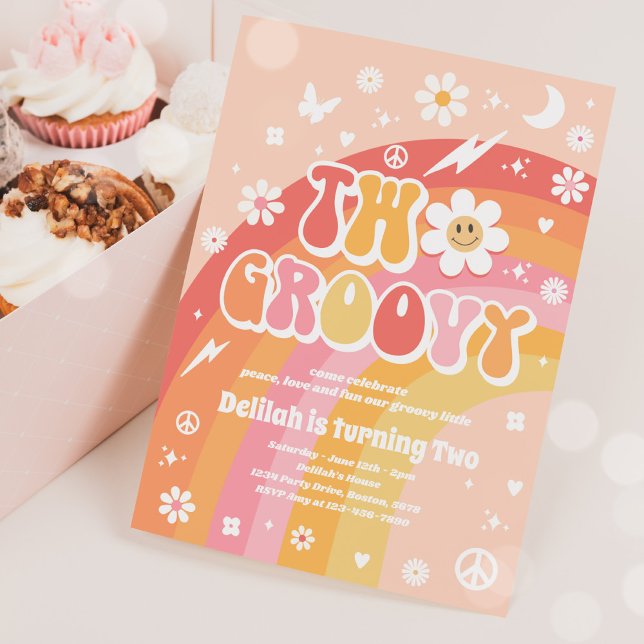 Convites Dois segundos aniversários de Groovy, Festa de Paz (Criador carregado)