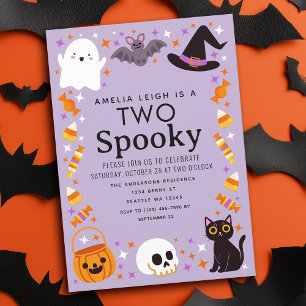 Convites Dois segundos aniversários de Halloween Spooky
