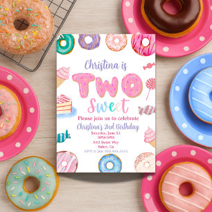 Convites Dois segundos aniversários doces para Rosquinha do