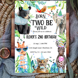 Convites Dois segundos aniversários Safari Selvagem