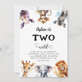 Convites Dois segundos aniversários Selvagens de Animais Sa