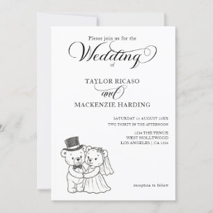 Convites Dois Teddy Bears Bride e Casamento de Groom