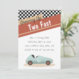 Convites Dois Tema de Carro Rápido Amarelo Vermelho Único