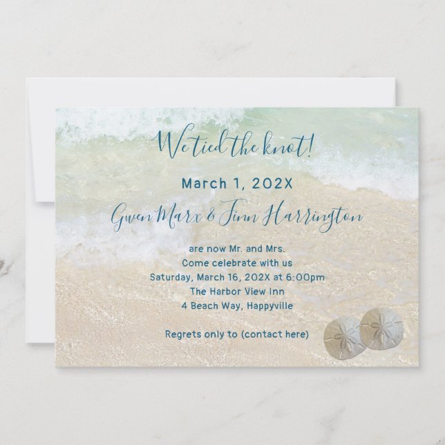 Convites Dólares de Areia Cerimônia Privada Uniram-se ao Ca (Frente)