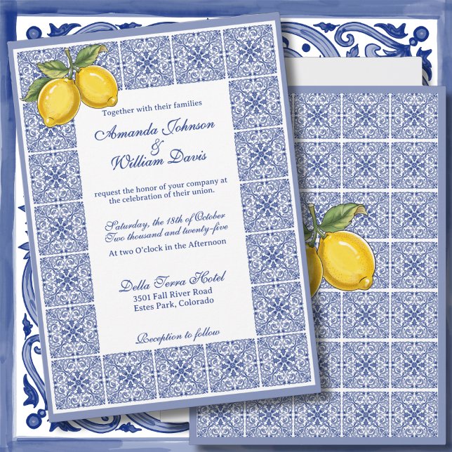 Convites Dolce Vita - Casamento com Azulejos e limões itali (Criador carregado)