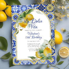 Convites Dolce Vita Italiana Blue Dourado Azulejos Lemons A