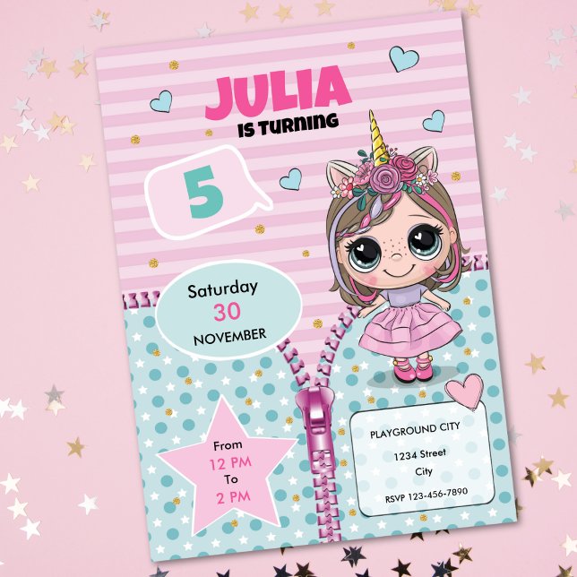 Convites Doll Birthday Invitation  (Criador carregado)