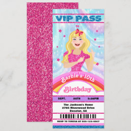 Convites Doll Pink Glitter Movie Star Tíquetes VIP Aniversá