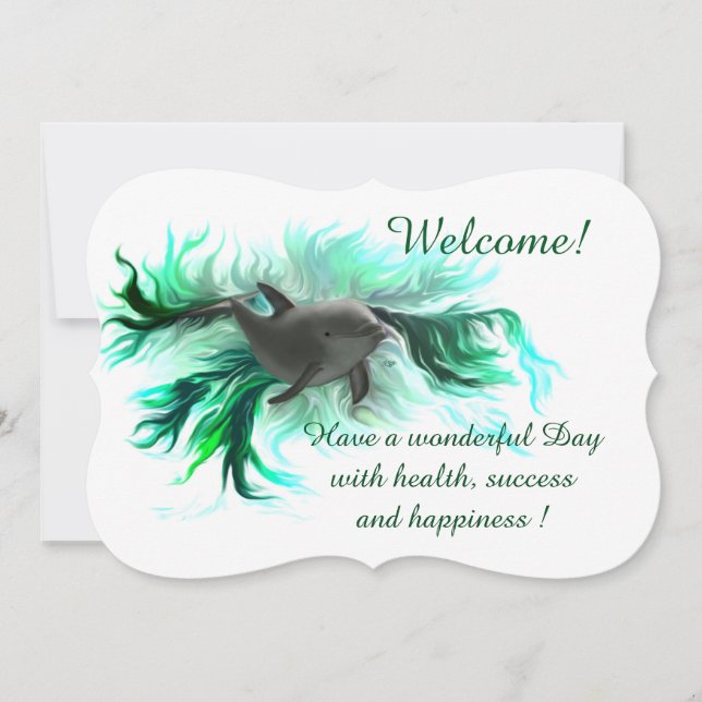 Convites Dolphin Baby, Adicione Seu Texto (Frente)