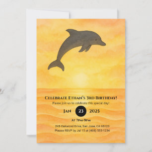 Convites Dolphin Sand Birthday minimalista