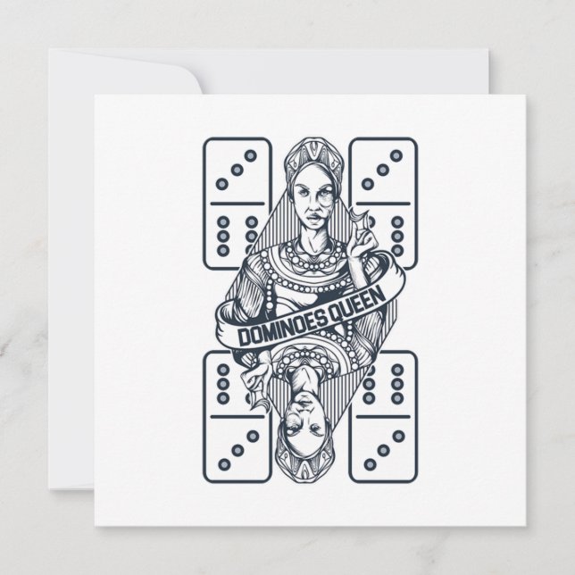Convites Dominoes Queen Play Azulejos Puzzler Game Gift (Frente)